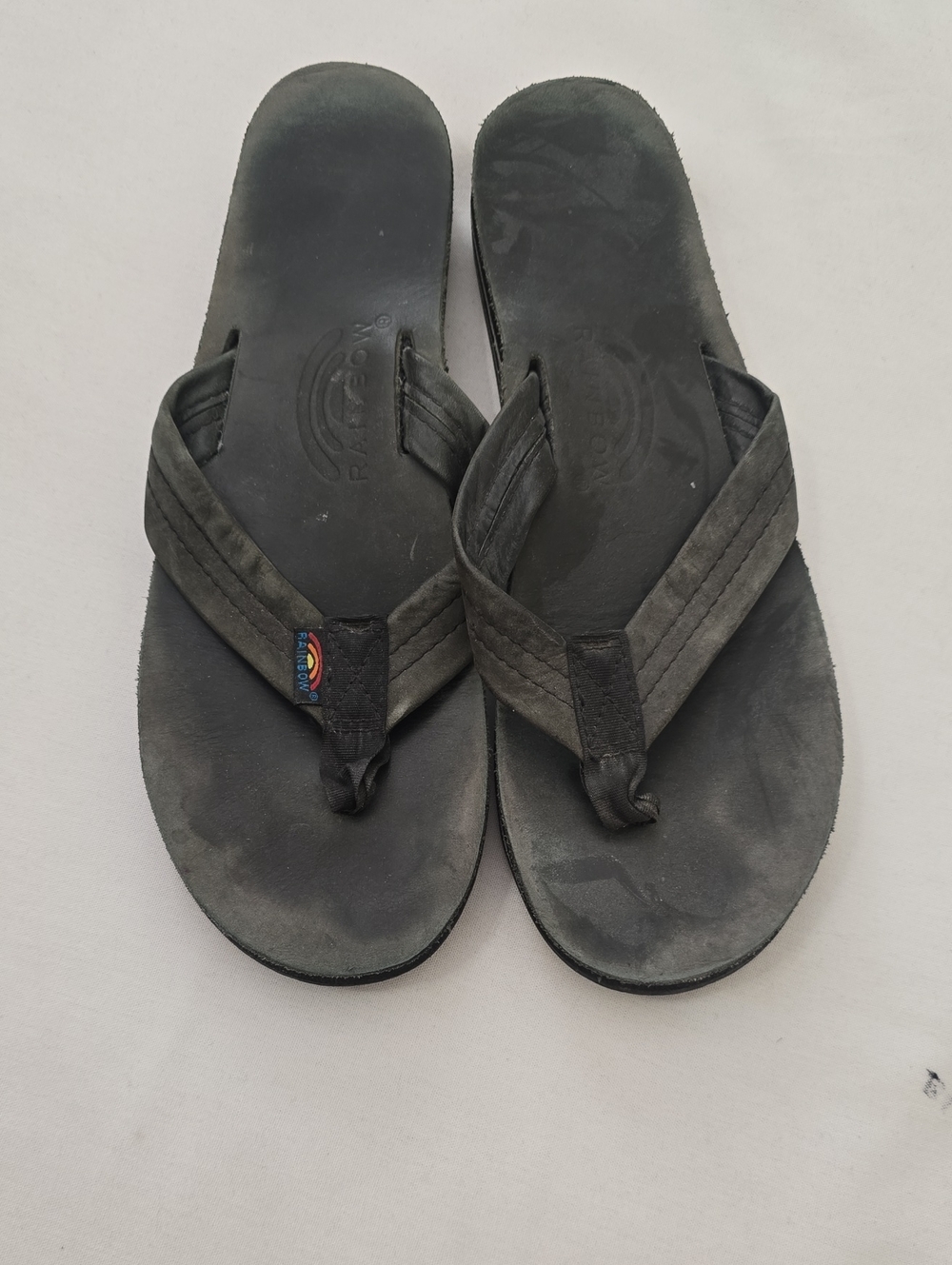 Rainbow Men’s Black Suede Flip-Flops with Classic Thong Strap 11"